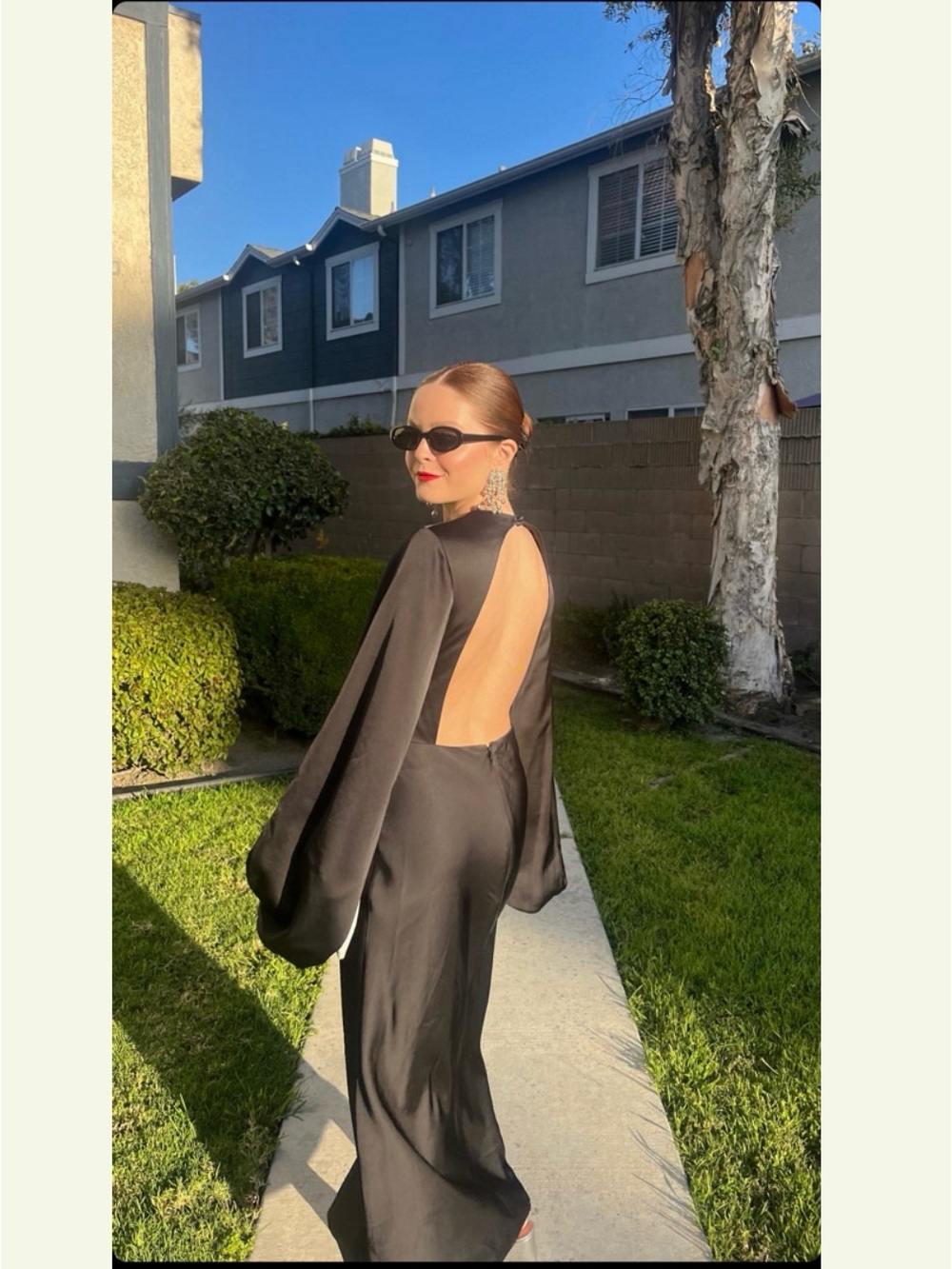 Significant Other Demi Backless Long Sleeve Column Gown UK8/US4